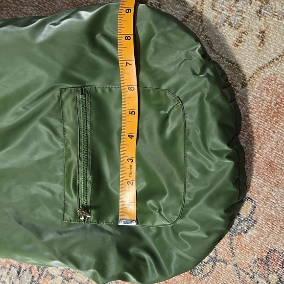 Rachel Zoe Shiny Green Fleece Lined Removeable Hood Back Pocket Dog Coat Sz L - Picture 12 of 13